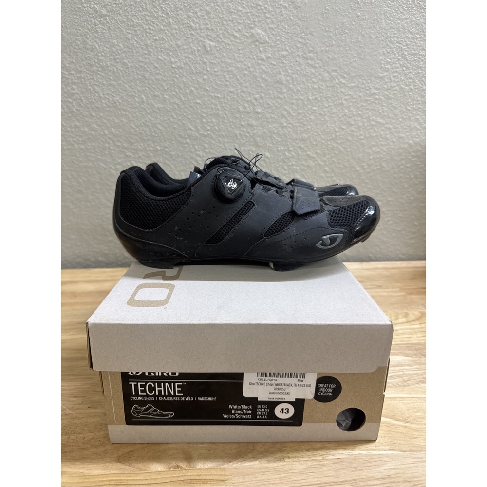 Giro Techne Mens Cycling Shoes Black Road Bike Indoor Spin Shoes 9.5 US EU 43
